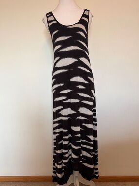#550 Neiman Marcus Black and White Zebra-Stripe Maxi Dress